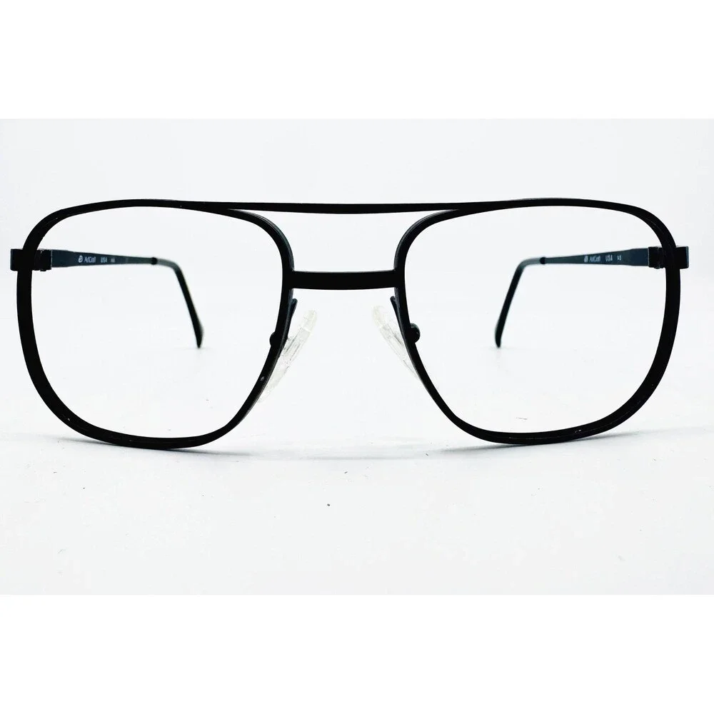ArtCraft Eyeglass Frames Mens Black Aviator Double Bridge USA 145 52-18